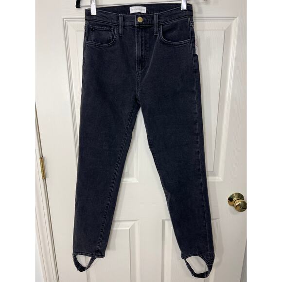 New Favorite Daughter Evelyn High Rise Straight Leg Stirrup Jeans Storm Black - Picture 2 of 10